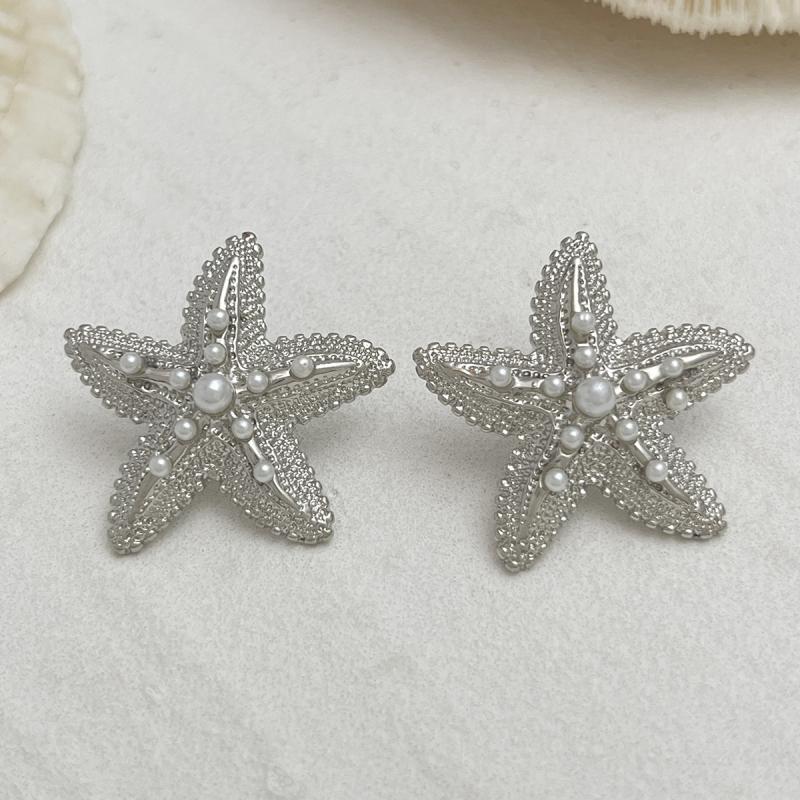 Trendy Gold Color Simulated Starfish Ear Studs Earrings For Women Exquisite Small Star Earring Summer Beach Daily Jewelry