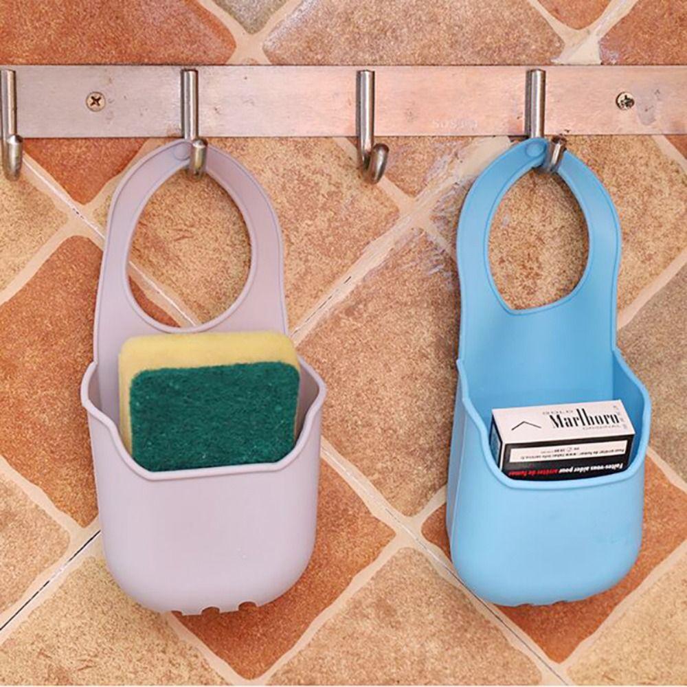 Silicone PVC Plastic Soap Dish Candy Colors Sink Drain Rack Creative Sink Hanging Storage Bag  Home