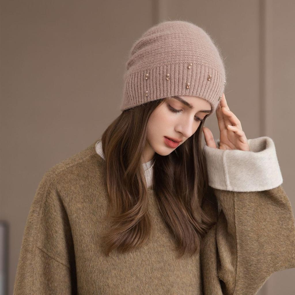 New Colored Diamond Hat Women's Winter Outdoor Fashion Thickened Warm Knitted Hat