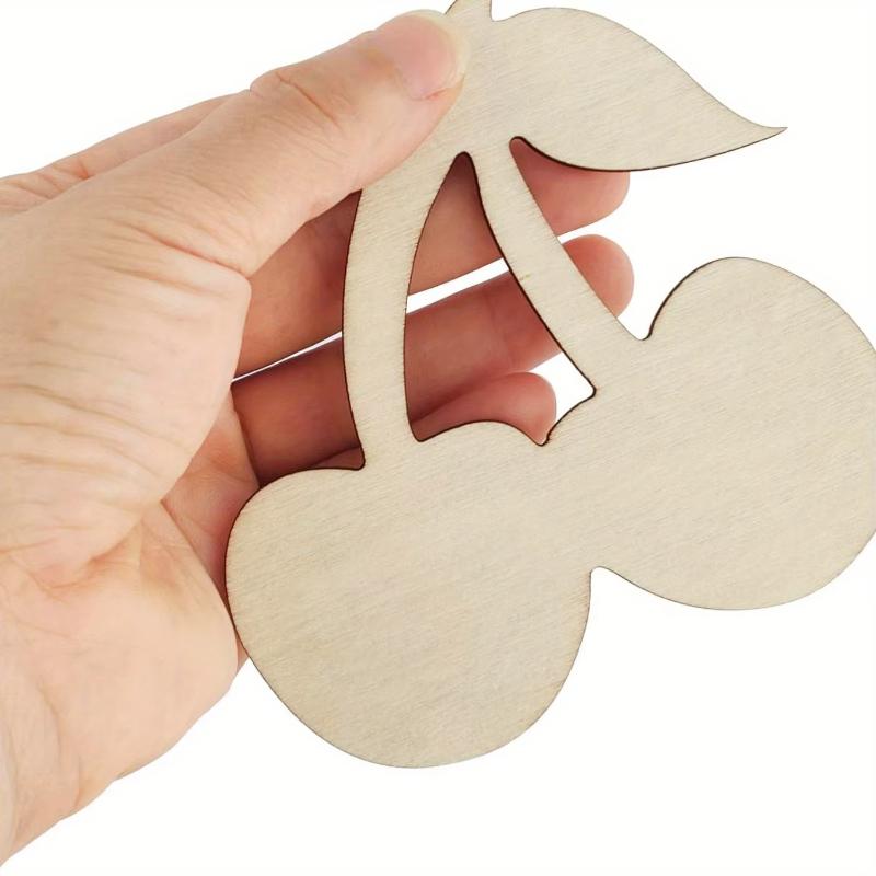 20pcs Cherry Unfinished Crafts Wood Chip Decorations Suitable For Birthday Wedding Party Desktop Decoration Diy Painting Gifts