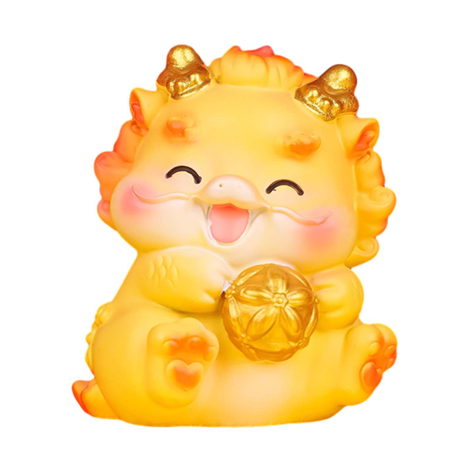 Mini Dragon Figurine Desktop Ornament Cute Collectible Dragon Statue Car Dashboard Decor for Cabinet Spring Festival Bedroom