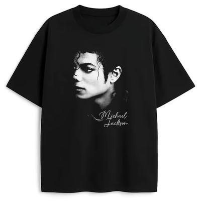 Michael Jackson Vintage Unisex Y2K Tarzı Saf Pamuk Bisiklet Yaka Kısa Kollu Günlük Moda Rahat Kadın ve Erkek Tişört