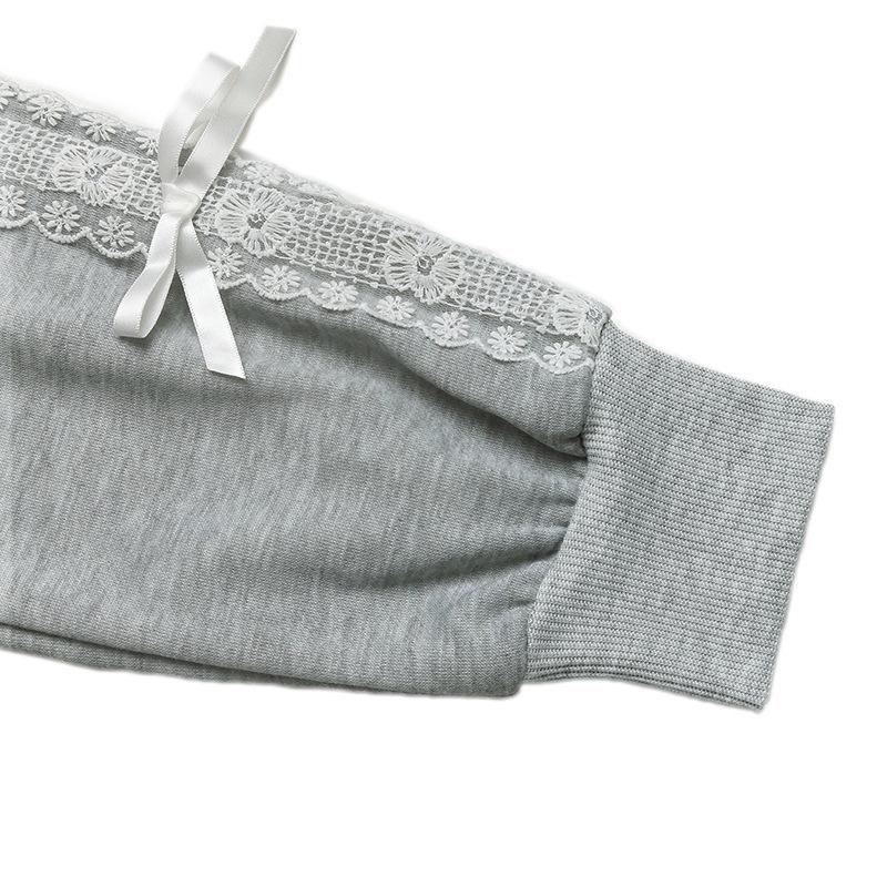 Women's Patchwork Lace Long Sleeve Hoodie - Autumn/Winter 2026 European & American Style Round Neck Top