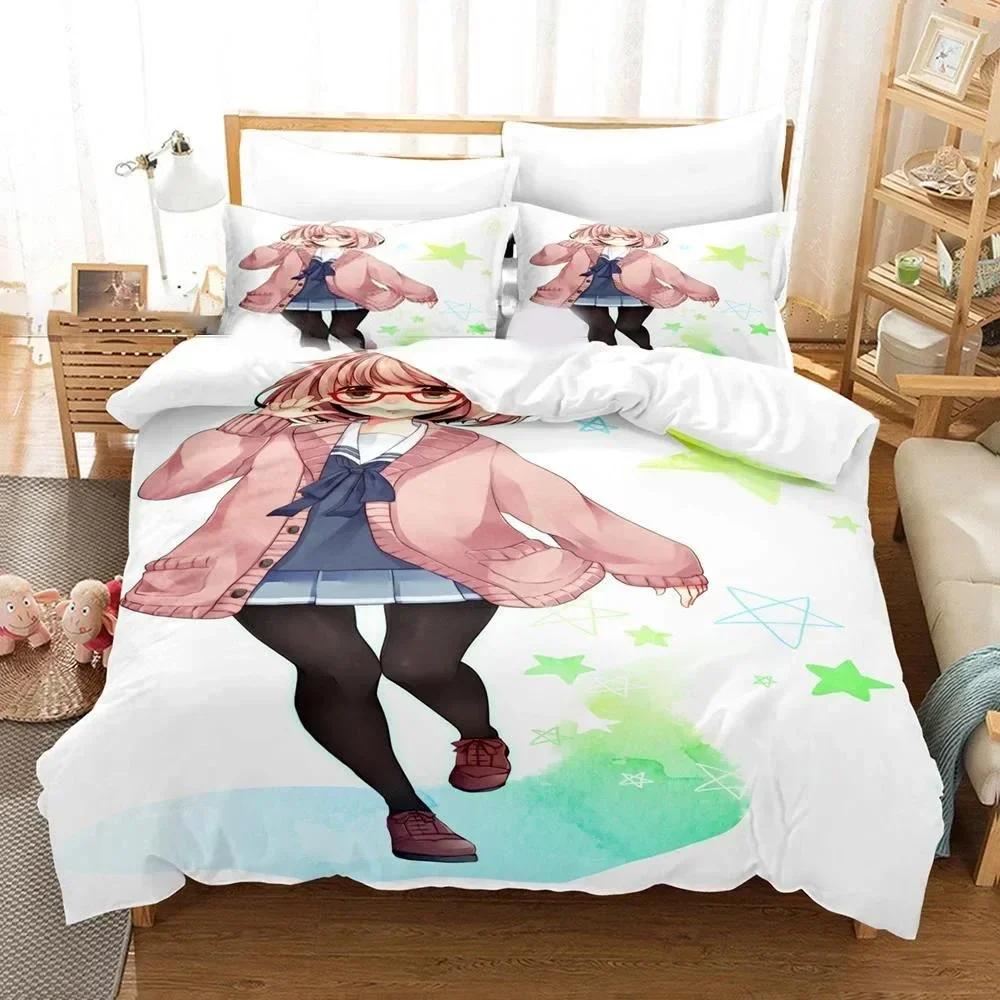 

Anime Beyond the Boundary Mirai Kuriyama Bedding Set Duvet Cover Sheet Printed Pillowcase Full Queen King Size Comforter Bedroom 135x200cm