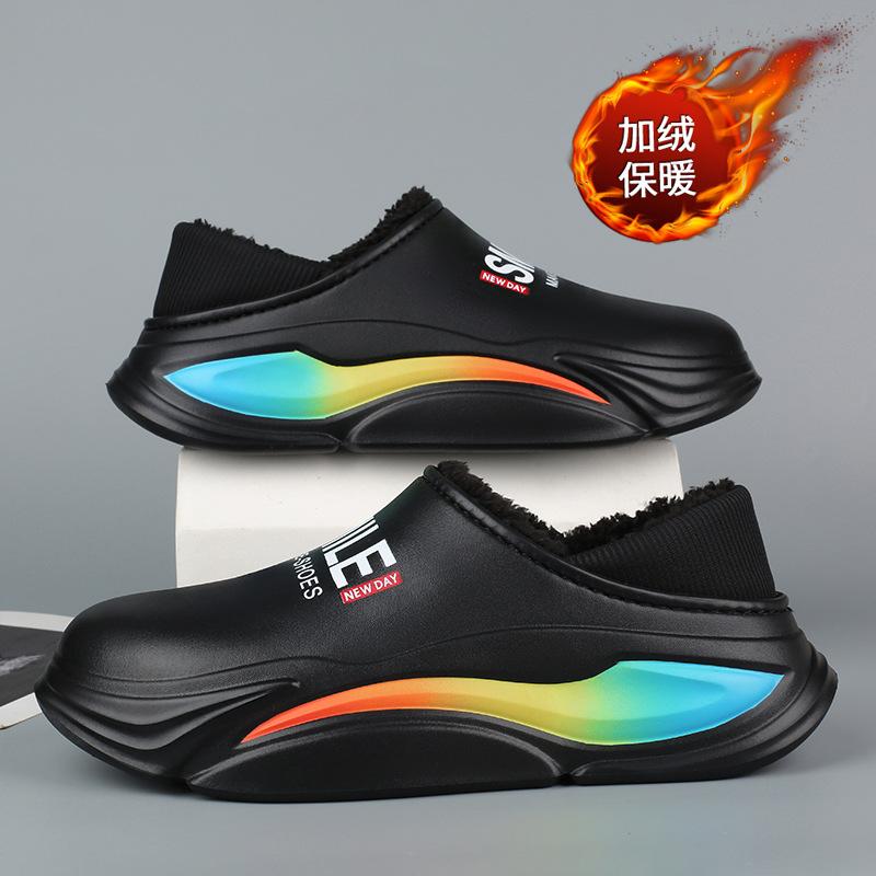 

2024 зимние туфли из бархата и хлопка на толстой подошве для пары, легкие, водонепроницаемые, с толстой подошвой, можно носить на улице, хлопковая обувь для мужчин 36/37