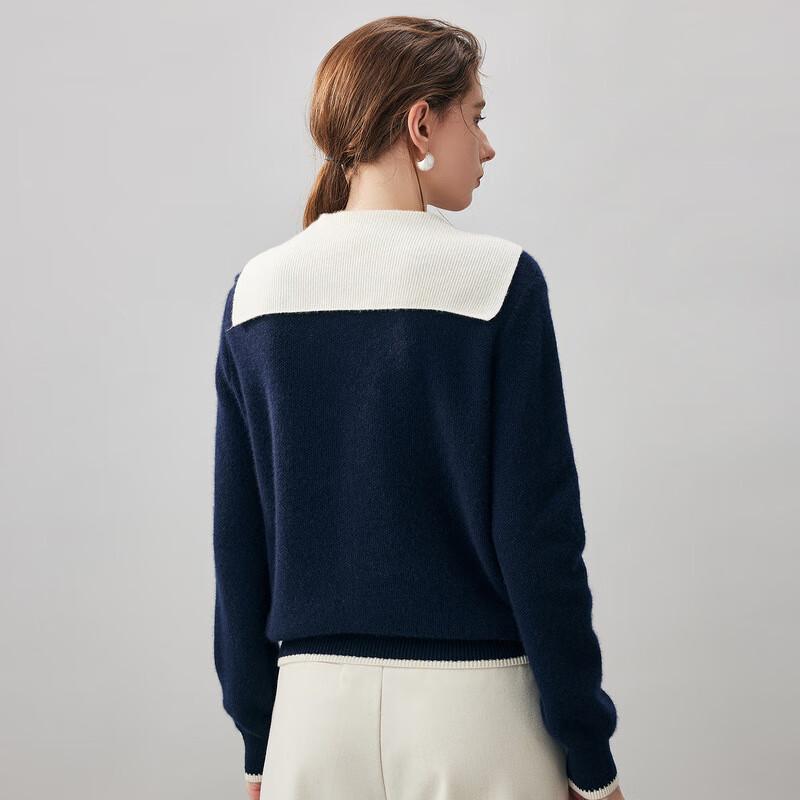 Komon Boca Women's 2025 A/W Cashmere Navy Collar Cardigan