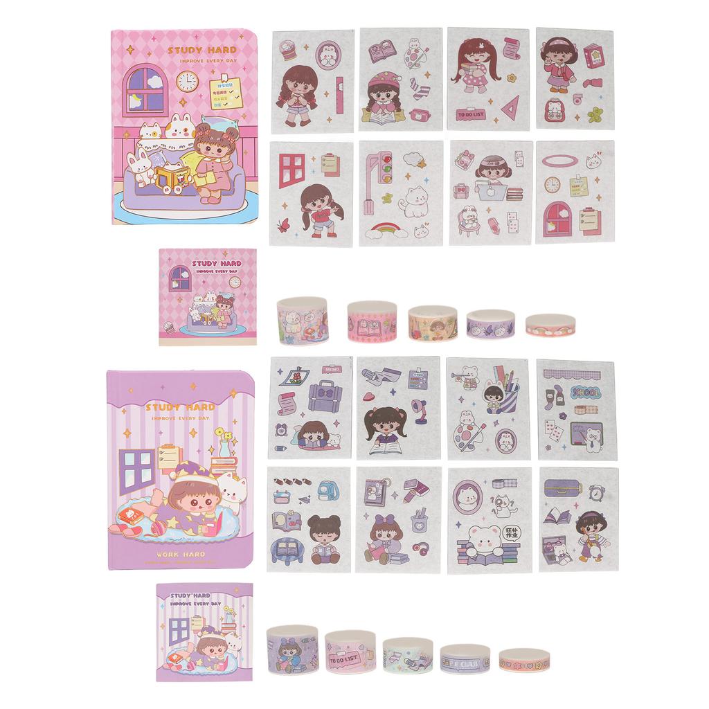 Japanese Paper Stickers Set Cute Cartoon Clear Printing Art Stickers Set for Handbook Diary Envelope
