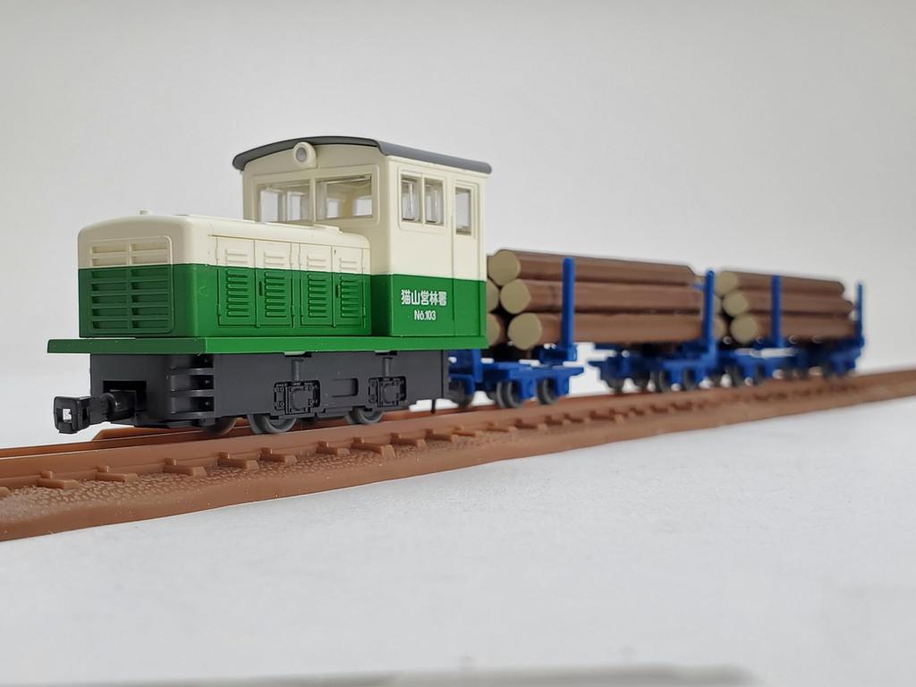 Railway Collection Iron Collection Narrow Gauge 80 Nekoyama Forest Railway L Type Diesel Locomotive Two Tone Color Lumber Cart 3 Car Set A Diorama