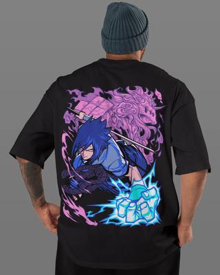 T-shirt Naruto Sasuke Uchiha pour homme, style anime, Susanoo Chidori, imprimé graphique, style manga japonais, manches courtes, oversize