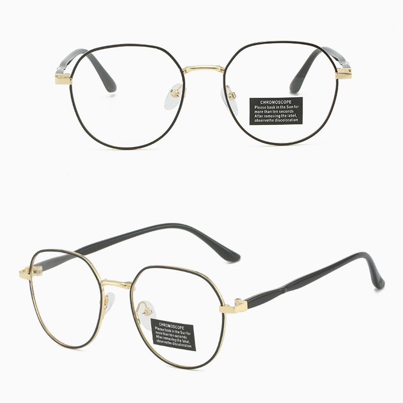 Photochromic Anti Radiation Eyeglasses For Women/Men Milk Tea Color Anti-blue Glasses Frame Anti rad Sun Adaptive Glass Metal Round Female Sunglasses