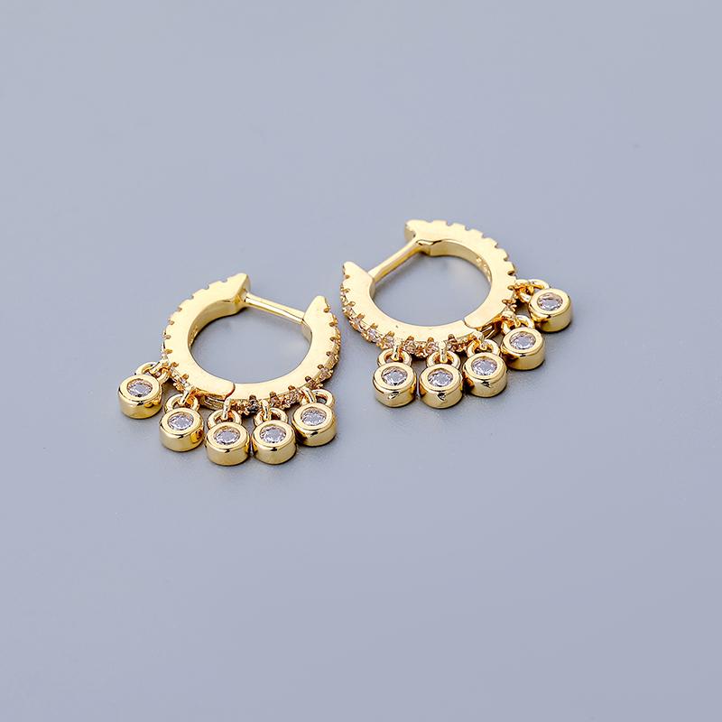 ANENJERY New Colored Zircon Tassel Hoop Earring for Women Girl's Fashion Jewelry Earrings