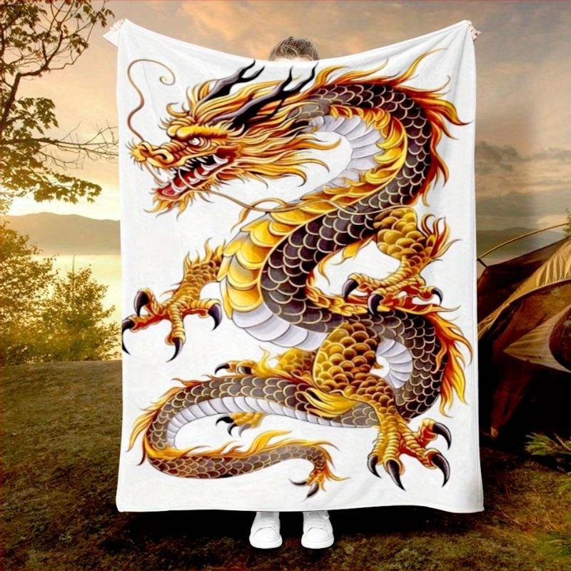 Mythical Dragon Scale Blanket Reversible Flannel Throw for Fantasy Fans AllSeason Comfort Epic Adventure Gift 75X95CM