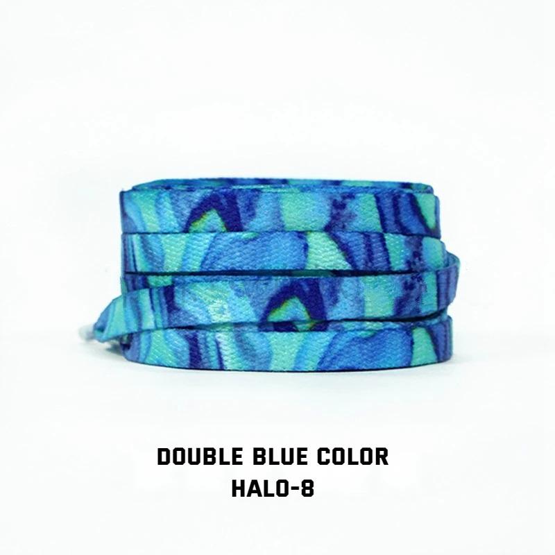 Stripes Tie-dye Laces Dazzling Blue Shoelace Colorful Flat Gradation Shoelaces Sneakers Personality Rope Men Women with The Same