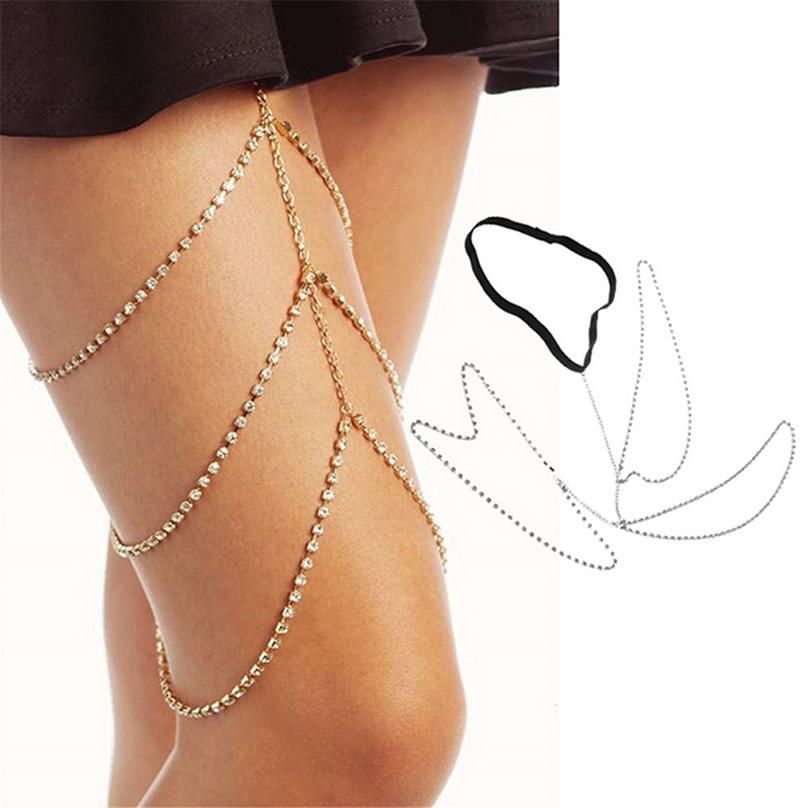 Women Fashion Summer Beach Fashion Exaggerated Personality Three-layer Thigh Chain