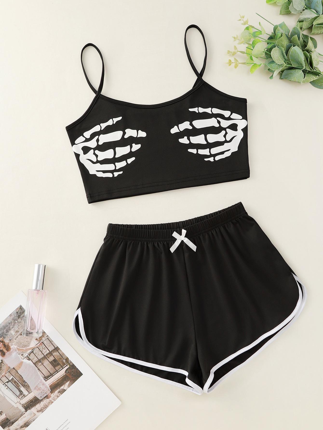 

Горячая распродажа на Хэллоуин, раздельный сексуальный бикини с принтом, топ и шорты, домашняя одежда, костюм XL