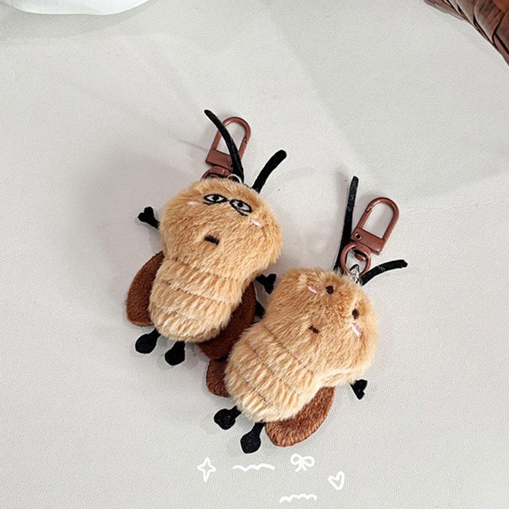 Funny Cockroach Plush Keychain Cute Doll Pendant for Backpacks Bags Creative Plush Toy Hanging Ornament for Girls Boys