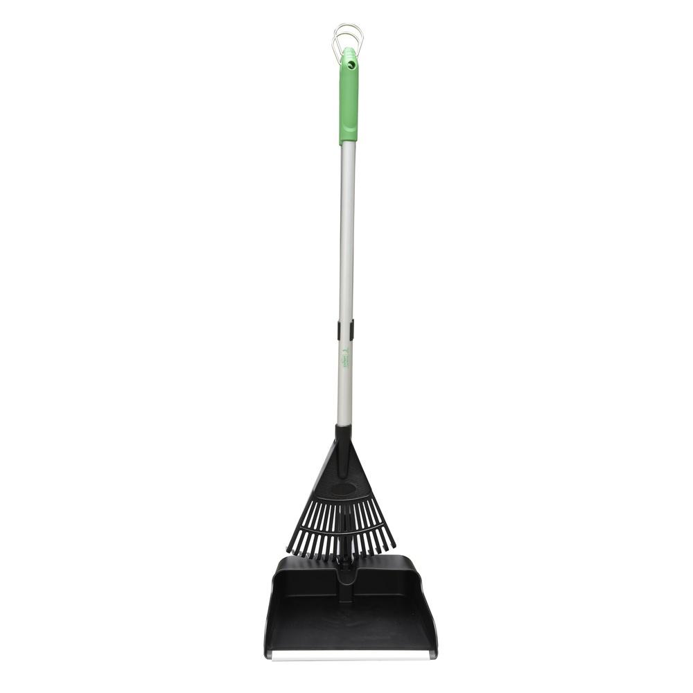 Fiberglass Handle 2-Piece Rake and Folding Pan Set Durable 15-Tine Poly Rake Space Saving Design Garden Tools Weather Resistant