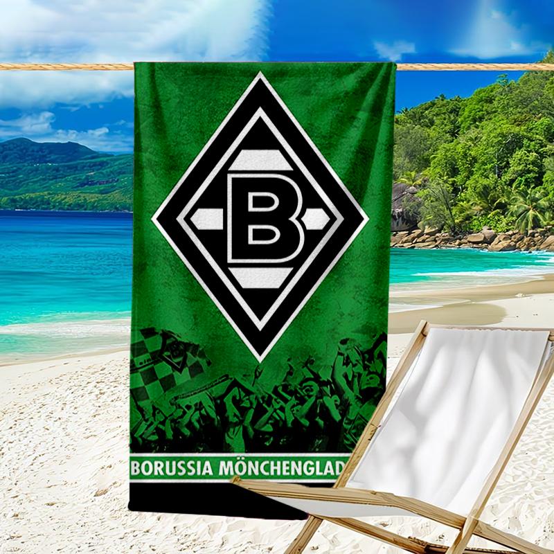 Grün Schwarz Borussia Strandtuch - Weiche, Saugfähige Mikrofaser, Leicht, Ideal für Den Strand, Partys, Reisen, Camping Fanartikel