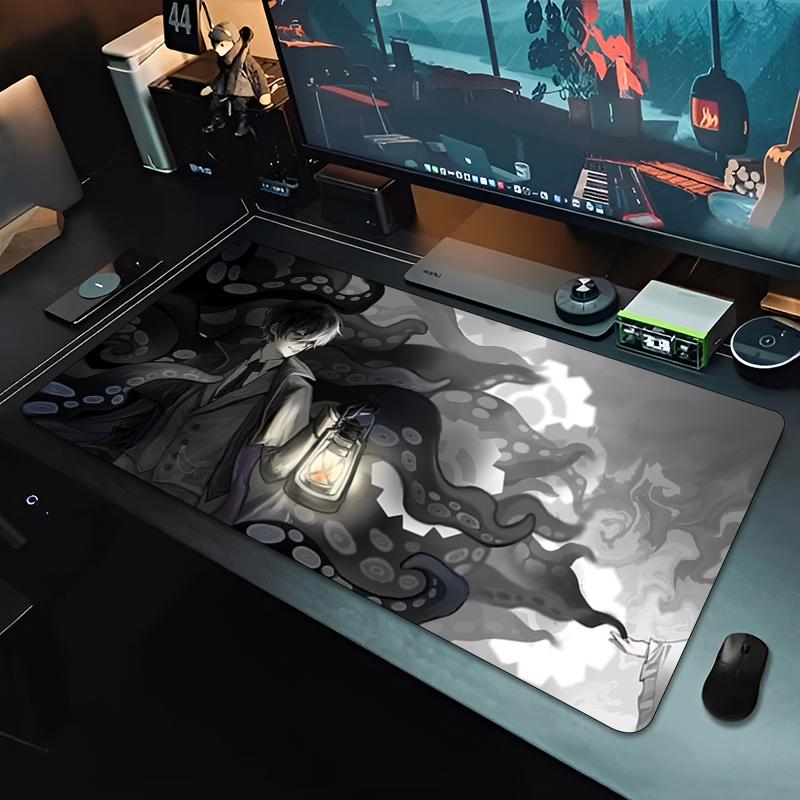 Gaming Mouse Pad Large Desk Mat Antislip Base Stitched Edges RedHaired Anime Warrior Print for Gaming Office Desk Use