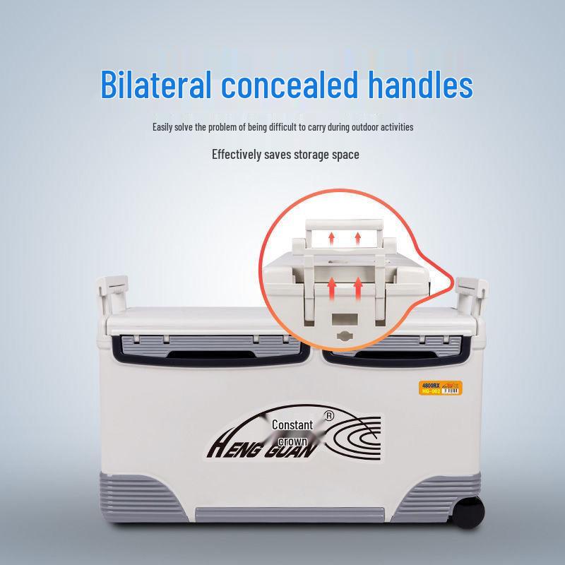 Hengguan 48L Car-Mounted Insulated Outdoor Fishing Cooler Box with Wheels