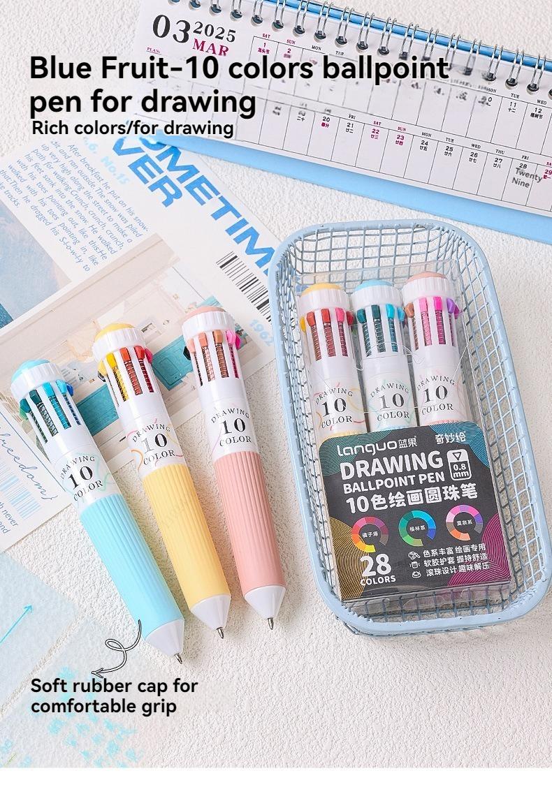 

3Pcs/set Creative 10 in 1 Colored Drawing Ballpoint Pens Ballpoing Pens 58 Colors Student Stationery Cute Pen Office Supplies