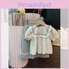 Adorable 2024 Summer Girl's Two Piece Set Featuring Embroidered Doll Top And Checked Wide Leg Pants