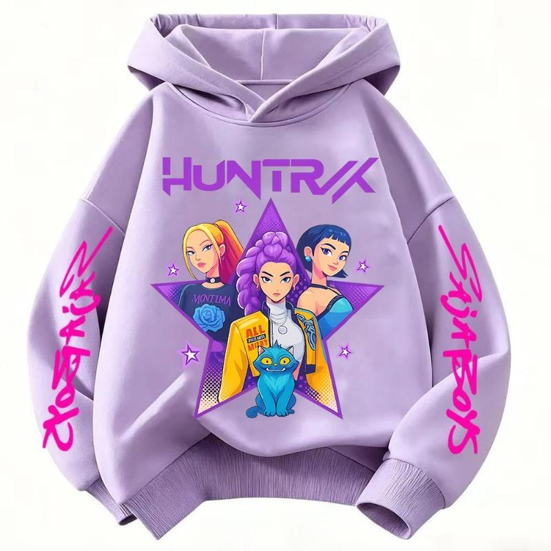 Cute Cartoon Huntrx Mira Rumi Zoey Kids HoTeen Girlsodie Hip Hop Long Sleeve Girls Boys Cute Princess Style Pullover Sweatshirt
