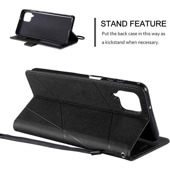 Coque de protection - booling - pour samsung galaxy a14 4g/5g - effet cuir noir - antichoc - portefeuille