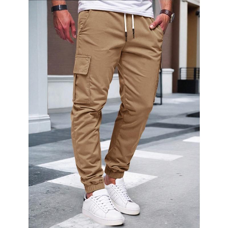 Herren einfarbige Carhartt Latzhose Kordelzug elastische Leggings Freizeithose Fitnesshose
