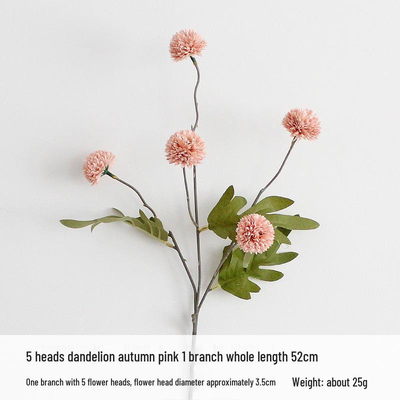 

Осенняя композиция из шелковых цветов «Одуванчик и хризантема» с гортензией «Колючий шар»