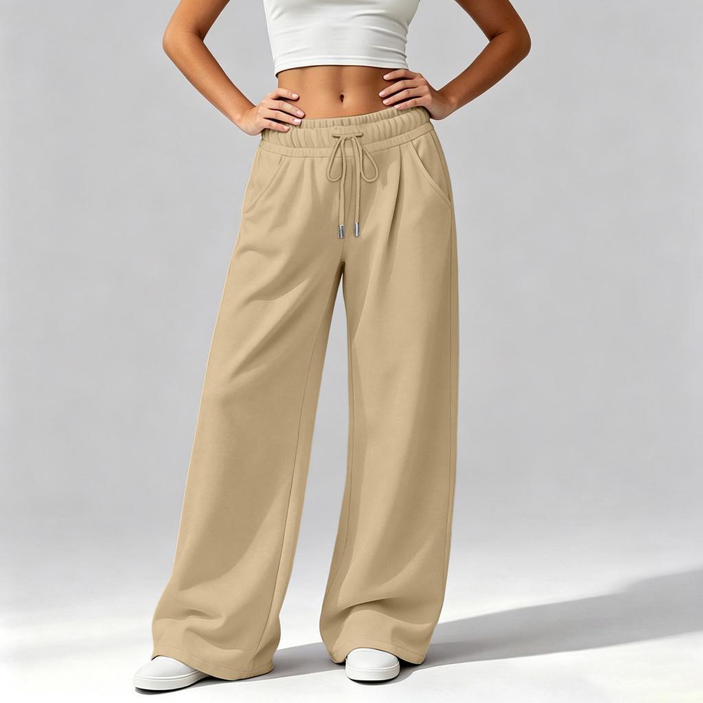 Women's Casual Loose Fit Wide Leg Pants with Pockets Comfortable Winter Long Trousers