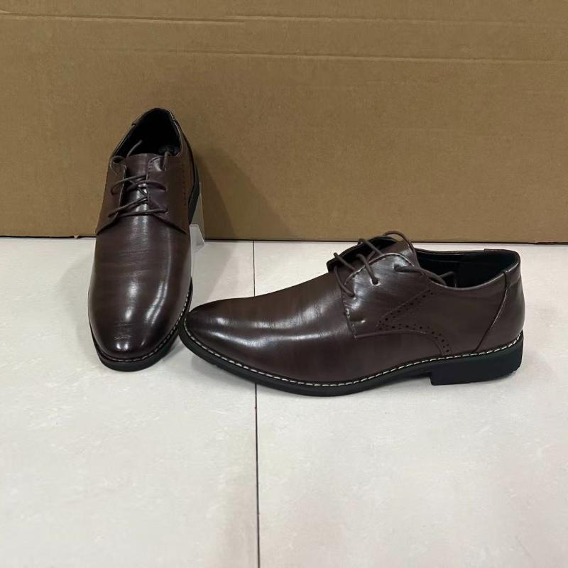 Men Dress Shoes Lace-Up Leather Shoes British Pointed Toe Office Oxford Shoes Wedding Party Flats Handmade Business Formal Shoe