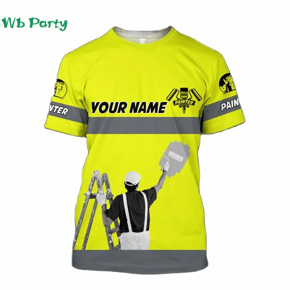 Camiseta de Verano Nueva para Hombre Estilo Pintor Personalizada Moda Cuello Redondo Holgada Manga Corta Tallas Grandes Tops Personalizados Regalos para el Día del Padre