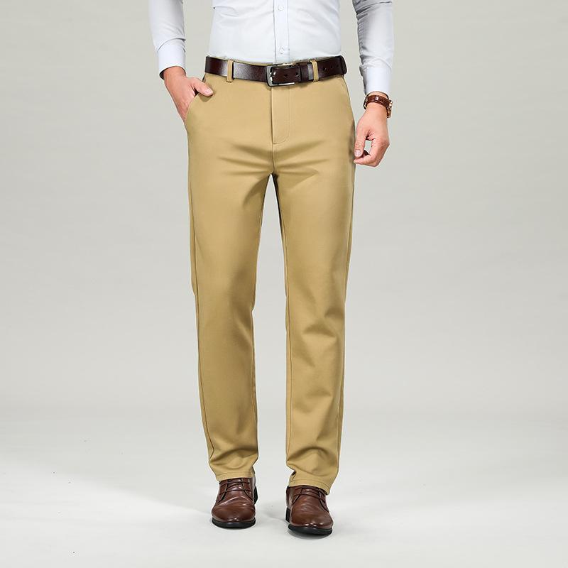 

2024 Осень Толстые мужские высококачественные повседневные брюки, свободные прямые мужские брюки, деловые длинные брюки 42 хаки