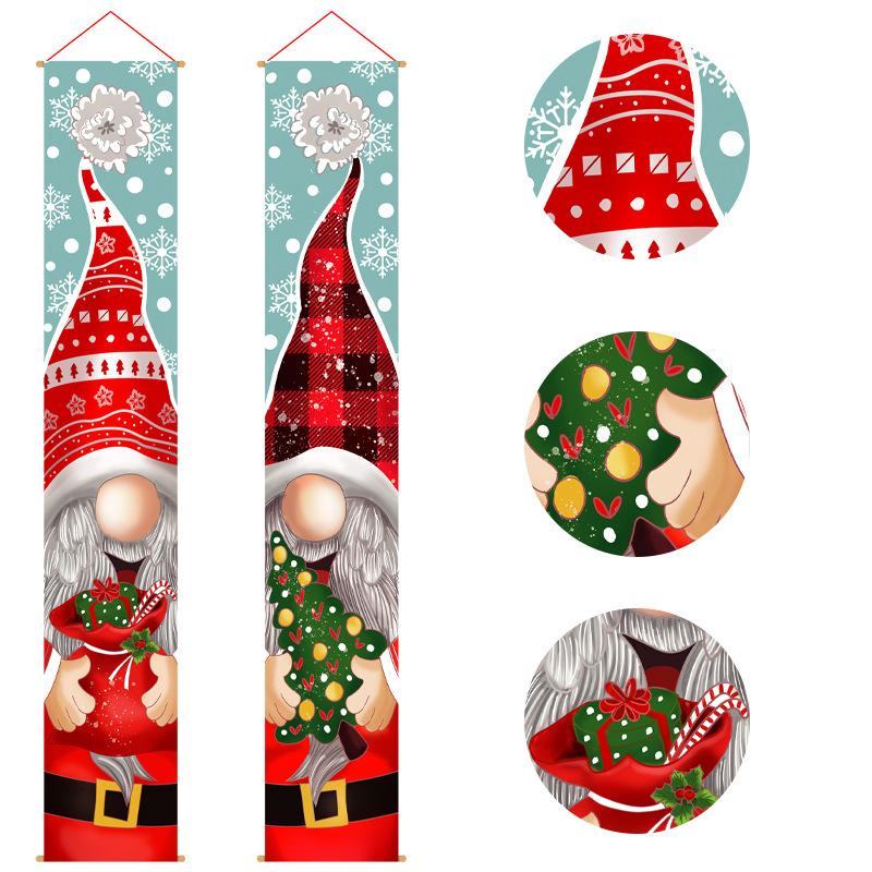 Cross-border new Christmas decorative door curtain creative cartoon faceless old man decoration couplet hanging flag crowning Christmas
