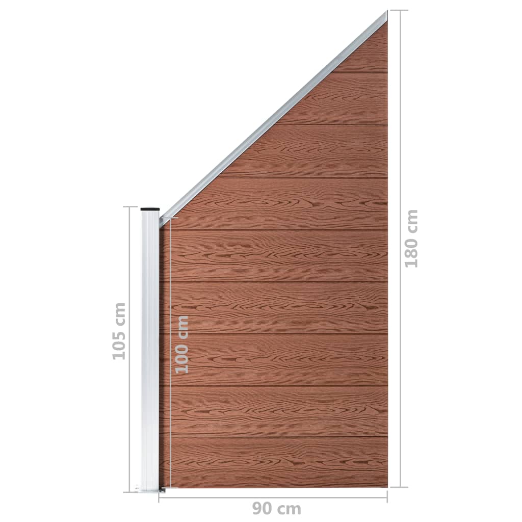 WPC Fence Set: 2 Square Panels + 1 Diagonal Panel 446 x 186 cm Brown