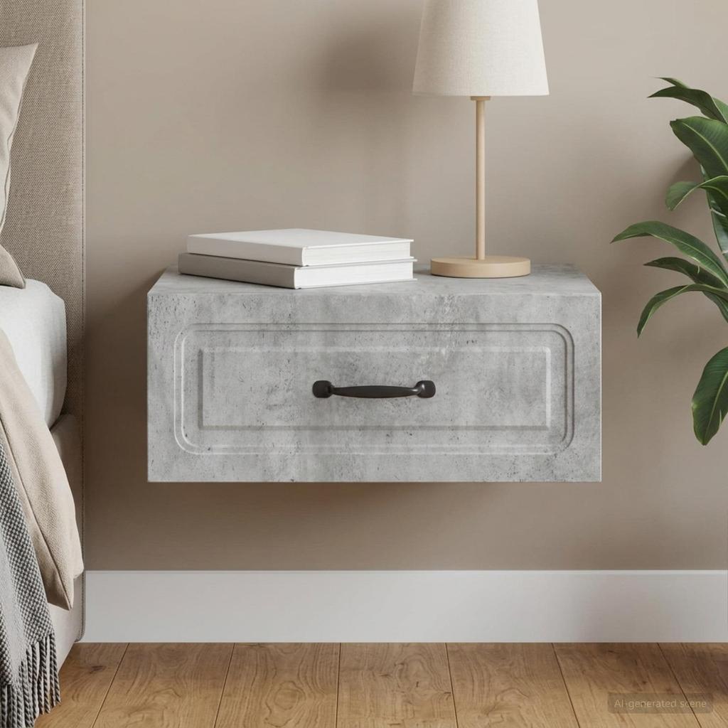 Wall Mounted Nightstand Concrete Grey 49 x 34.5 x 20 cm