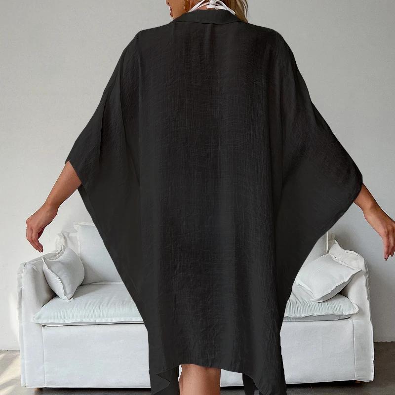 Letní volný kardigan ochrana proti slunci sarong žena bikini zakrytí plavky jednobarevné plážové oblečení zakrytí plavky dámské kimono šaty