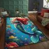 Mermaid Rug - Washable Polyester Mat, Machine Made, Suitable for Living Room, Bedroom, Indoor Use, Camping, Outdoor Decoration