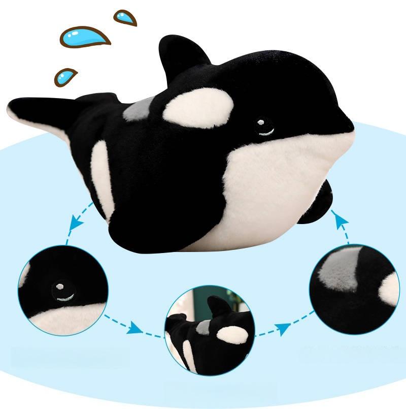 Favorite Toy Unisex 30/40Cm Cute Orca Plush Doll Lifelike Killer Whale Toy Soft Stuffed Animal Toy Orcinus Orca Fish Doll Educational Ocean Animal