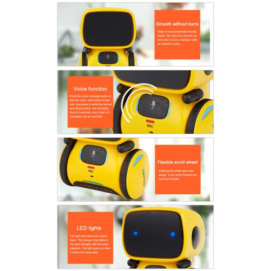 Smart Robot LED-lys Stemmefjernkontroll Miljøvennlig pedagogisk robotleketøy for barn