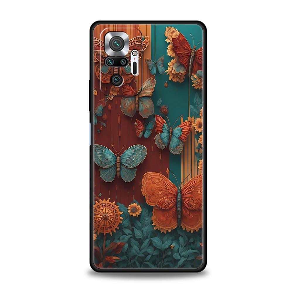 Fashionable Butterfly Flower Pattern Phone Case Cover for Redmi 14C 10C Note 15 14 13 12 10 11 K40 Pro Plus 5G Soft TPU Shell