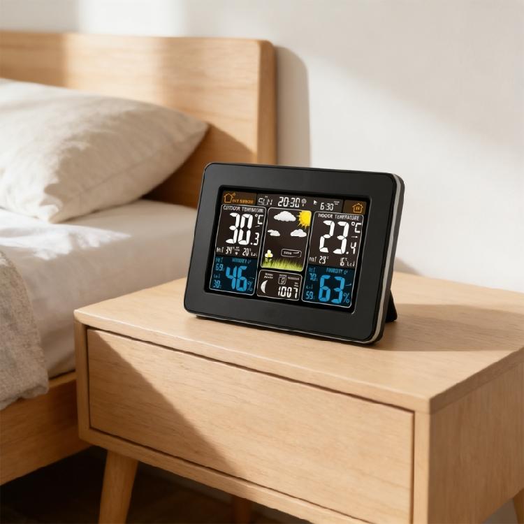 Modern Digital Weather Stations With Alarm Clock Function And Clear Color Screen Display Indoor Thermometers Hygrometer