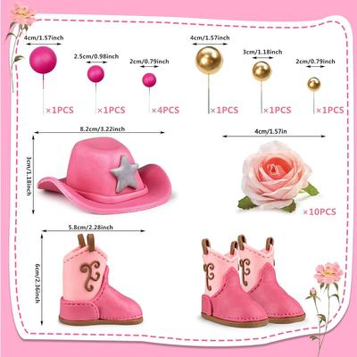 Cowgirl Cake Decorations Cowgirl Hat Boot Cake Toppers Western Cowgirl Birthday Baby Shower for Western Theme Party Supplies