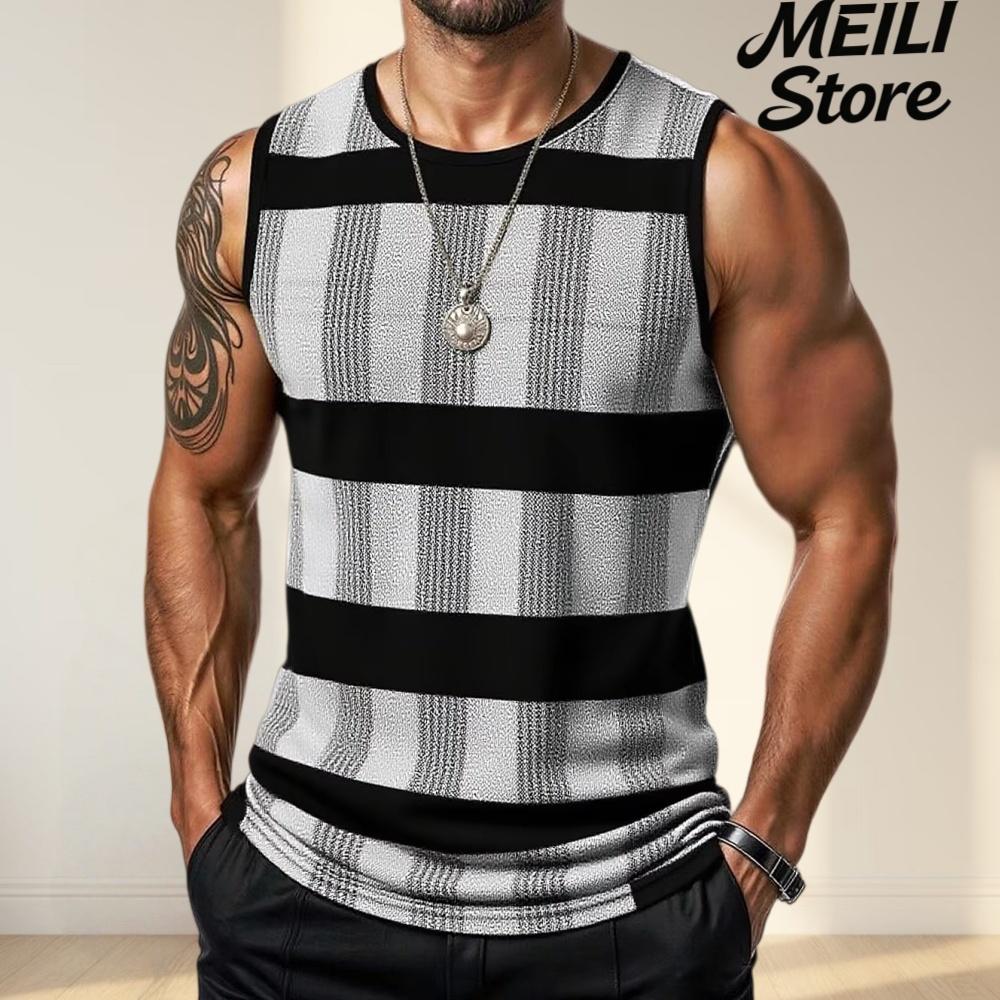 T-shirt décontracté à manches courtes rondes sans manches respirant pour hommes - Débardeur de sport d'été basique