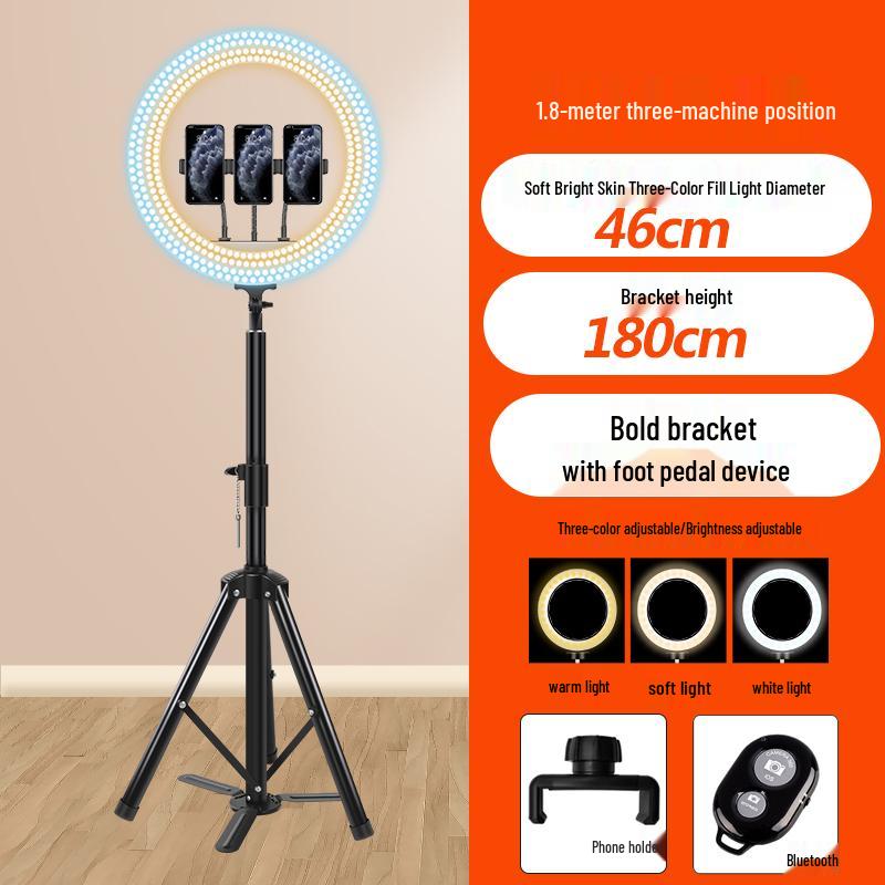 Adjustable Portable Tripod Stand with Fill Light for Live Streaming