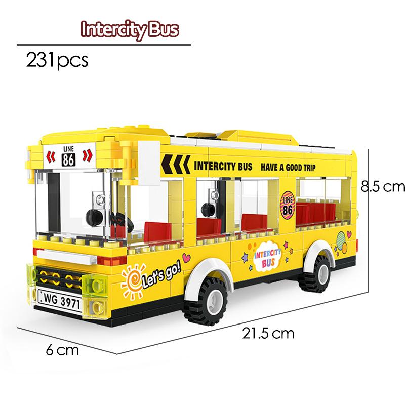 Město Londýn Autobus Cihlový Dvoupatrový školní autobus Model Vozidla Auto pro Děti Hračky Dárky Technické Stavební Bloky