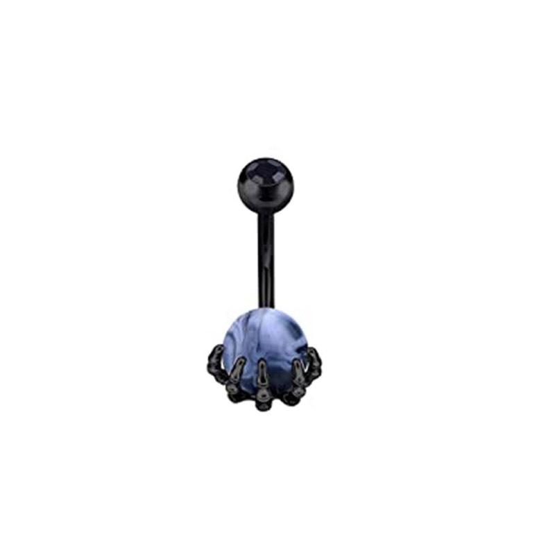 Multi-Color Turquoise Belly Button Ring with Skull and Ball Design