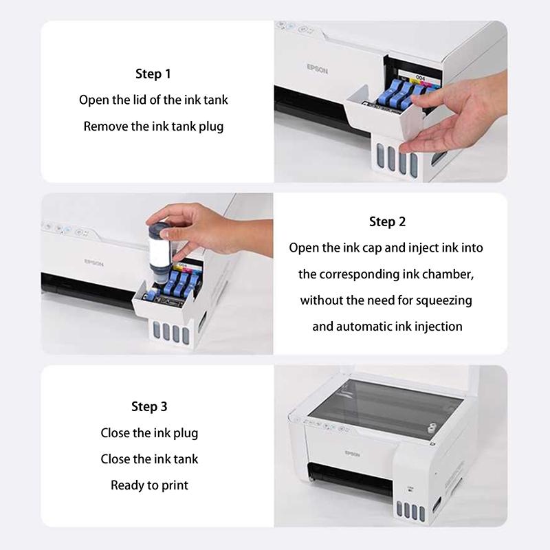 1/4 ks Náplň Barvový Inkoust Pro Epson Eco Tank L3161 L3163 L3166 L3168 L3169 Stolní Tiskárna