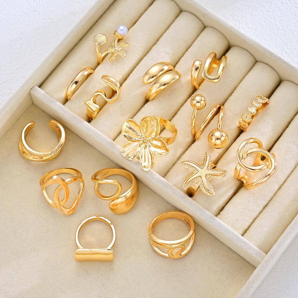 Vintage Punk Flower Starfish Rings Set for Women Men Metal Elegant Multilayer Luxury Thick Knuckle Ring Daily Wear Jewelry 2026